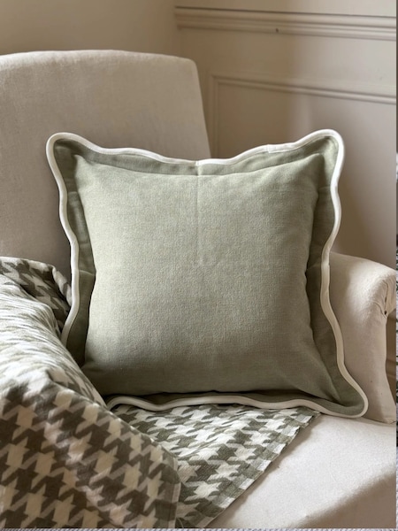 Ellenvale Interiors Sage Chloe Scalloped Edge Cushion Cover (W15839) | £20