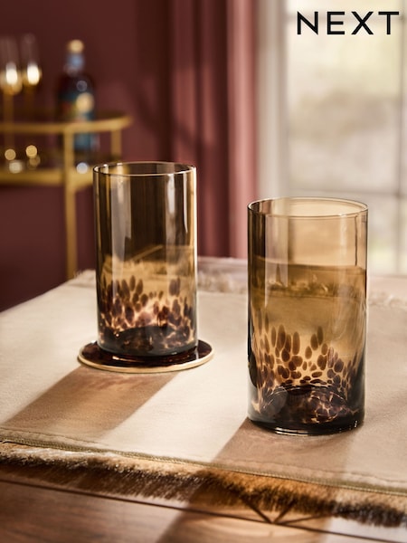 Set Of 2 Confetti Crystal Tumbler Glasses