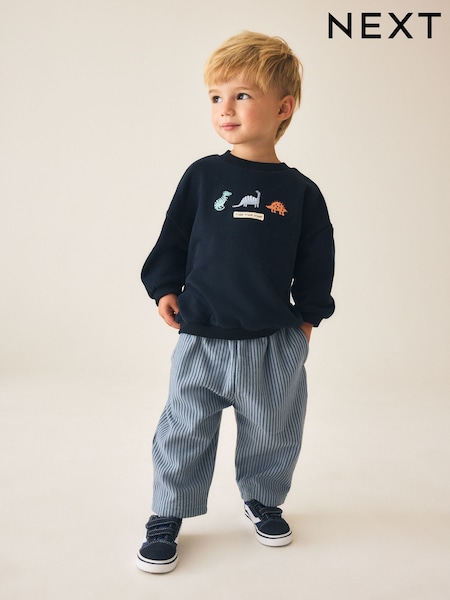 Navy/White - Crew Neck Joggers Set (3mths-7yrs)