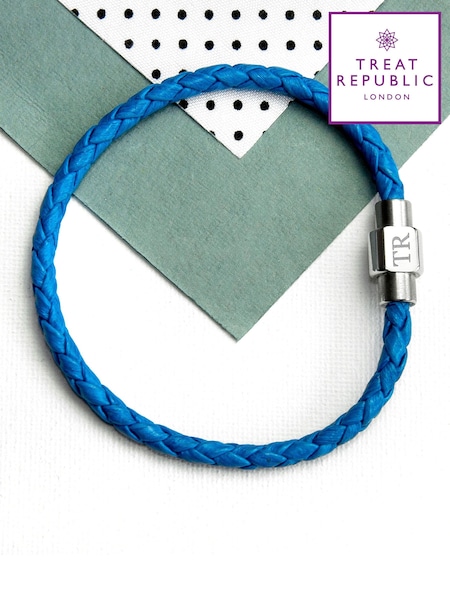 Treat Republic Personalised Men's Woven Leather Bracelet (W16356) | £30