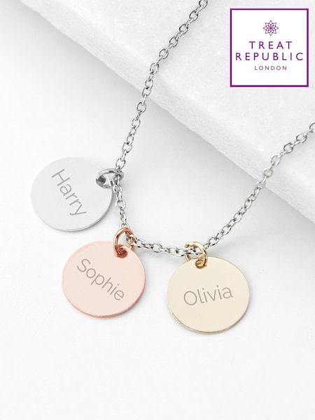 Treat Republic Personalised My Family Discs Necklace (Sans Serif) (W16358) | £29