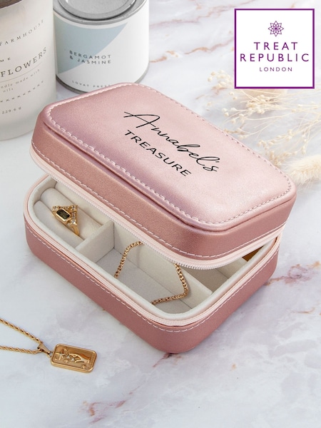 Treat Republic Personalised Sparkly Pink Treasure Jewellery Case (W16368) | £27