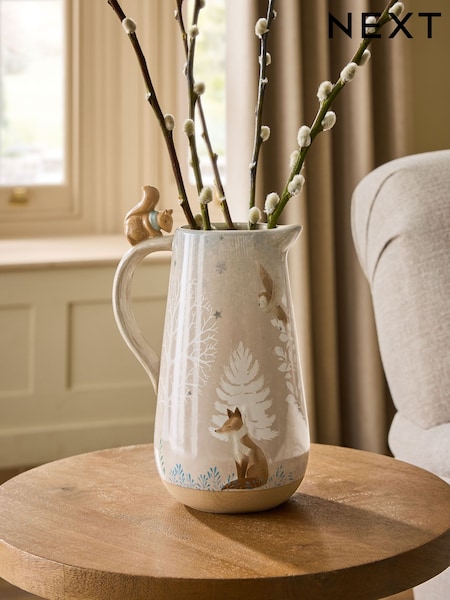 Winter Scene Ceramic Jug Vase