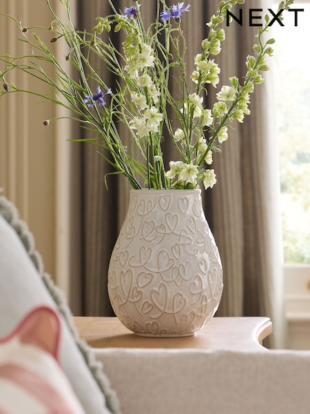 Heart Embossed Ceramic Vase