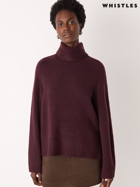 Whistles Red Roll Neck Wool Mix Jumper (W16474) | £109
