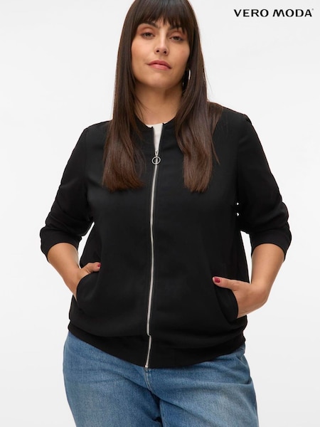 VERO MODA Black Curve Lightweight Bomber Jacket (W16628) | £35