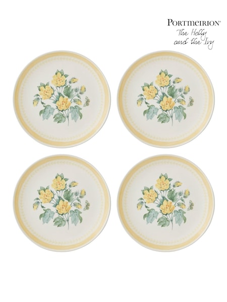 Portmeirion Set of 4 Yellow Botanic Garden Sketchbook Salad Plates (W16885) | £74