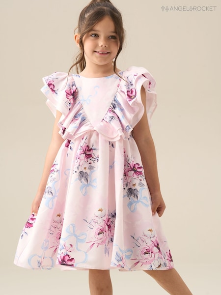 Angel & Rocket White Emillie Print Fill Sleeve Dress (W17140) | £68 - £76