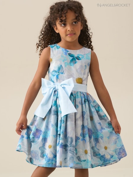 Angel & Rocket Blue Elisa Print Bow Back Dress (W17142) | £55 - £63