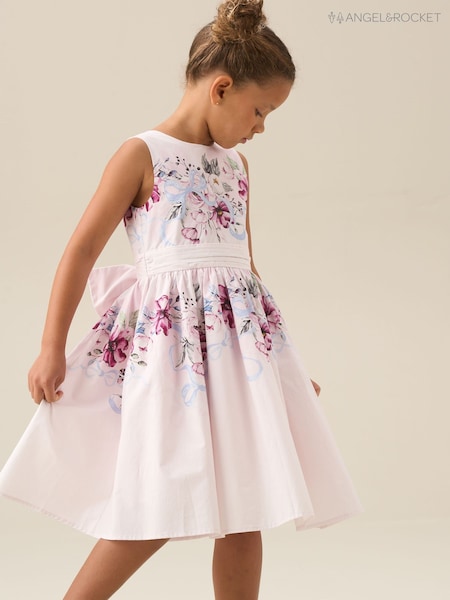 Angel & Rocket Pink Elisa Print Bow Back Dress (W17181) | £65 - £73