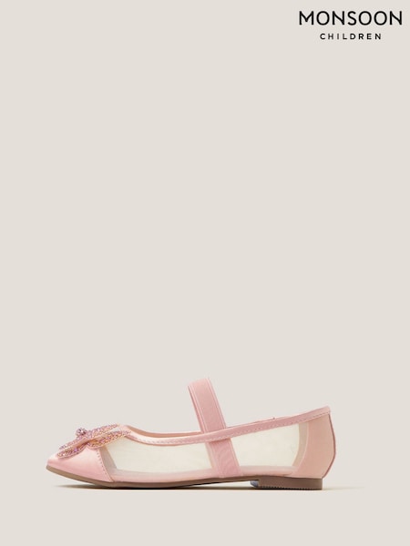Monsoon Pink Butterfly Mesh Ballet Flats (W17334) | £26 - £30