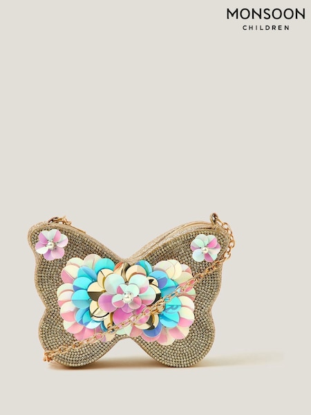 Monsoon Gold Sequin Embellished Butterfly Bag (W17336) | £20
