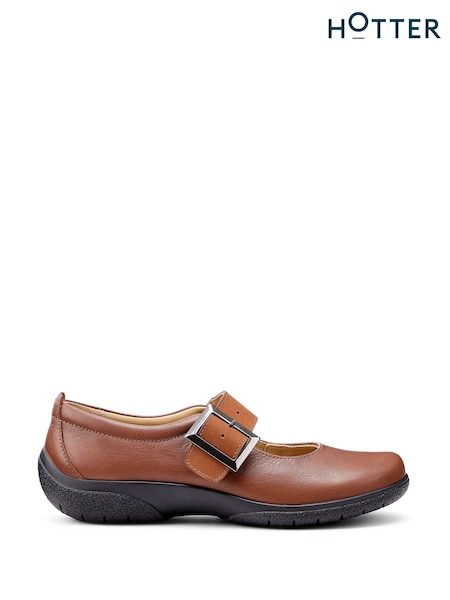 Hotter Brown Wide  Fit Penny Buckle Shoes (W17365) | £79