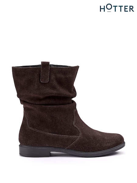 Hotter Brown Regular Fit Irving Zip Boots (W17376) | £105