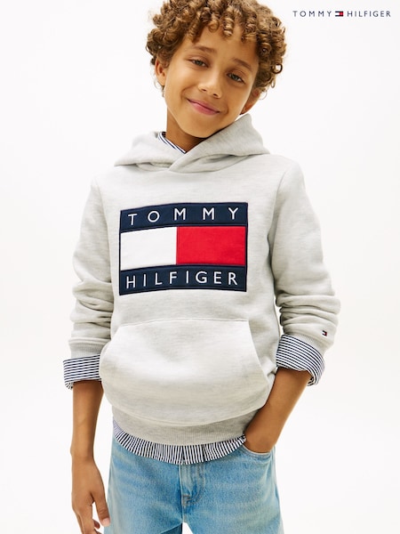 Tommy Hilfiger Grey Heritage Flag Badge Terry Hoodie (W17440) | £65 - £75