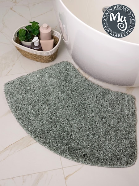 My Rug Green Shaggy Curved Bathmat (W17551) | £18
