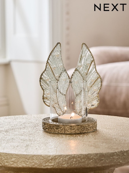 Beaded Angel Wings Tea Light Holder