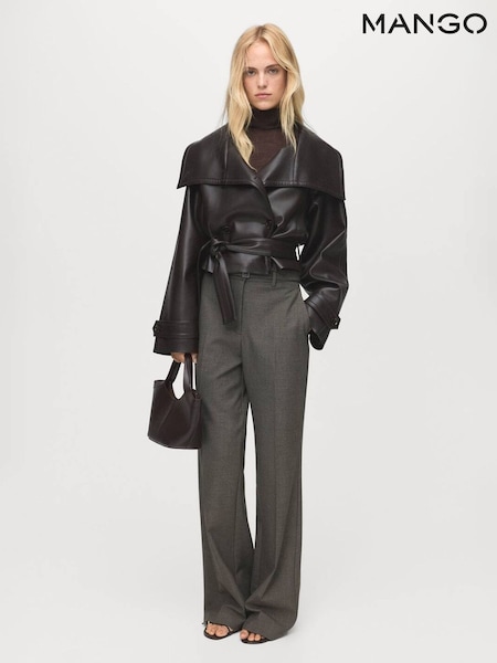 Mango Grey Belted Detailing Smart Trousers (W17649) | £50