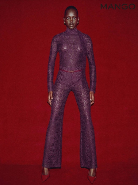 Mango Red Lace Shorts Underlay Trousers (W17655) | £46