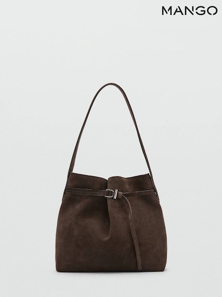 Mango Brown Suede Shopper Buckle Bag (W17658) | £80