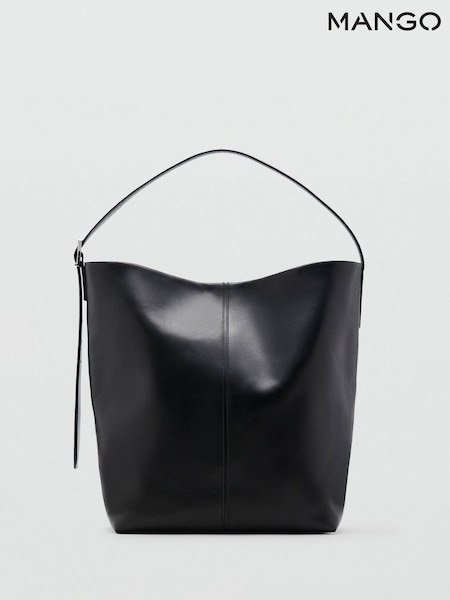 Mango Black Leather Bucket Bag (W17659) | £120