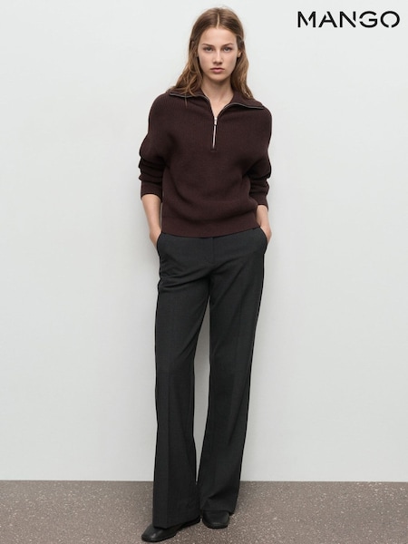 Mango Light Grey Belted Detailing Smart Trousers (W17669) | £50