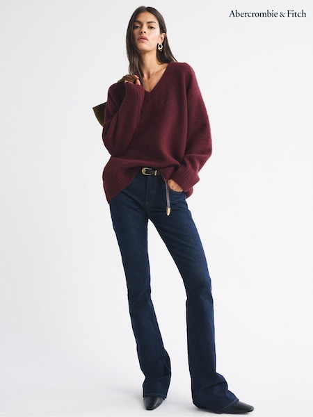 Abercrombie & Fitch Red Dad V-Neck Jumper (W17713) | £50