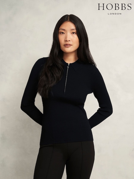 Hobbs Black Darcie Knitted Shirt (W17879) | £89