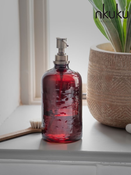 Nkuku Amber Avamali Hammered Glass Refill Bottle (W17941) | £32