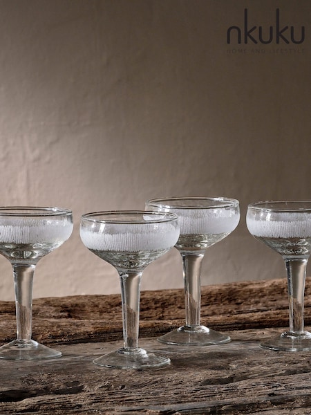 Nkuku Clear Anara Etched Champagne Glass (W17944) | £45