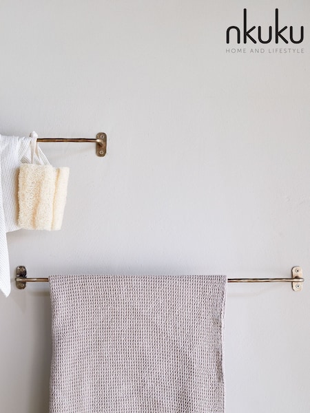 Nkuku Antique Brass Olani Bathroom Hanging Rail (W17951) | £30