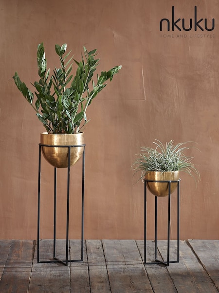 Nkuku Antique Brass Atsu Planter Stand (W17955) | £85
