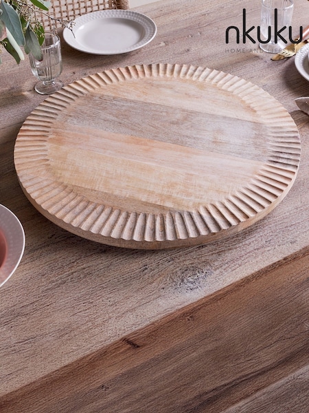 Nkuku Natural Soria Mango Lazy Susan Wood  Chopping Board (W17981) | £85