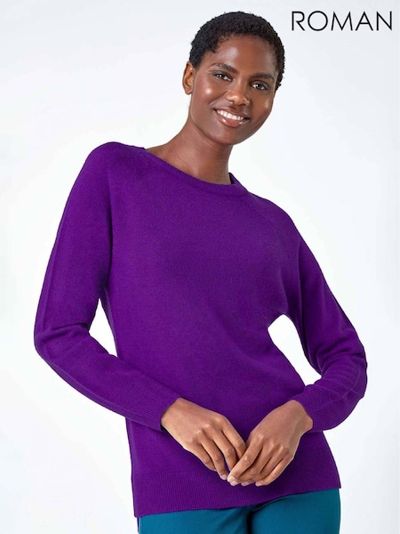 Roman Purple Plain Soft Crew Neck Jumper (W18209) | £32