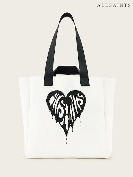 AllSaints White Izzy Heart Tote Bag (W18256) | £119