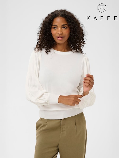 Kaffe White KAlone Long Sleeve Knit Jumper (W18308) | £55