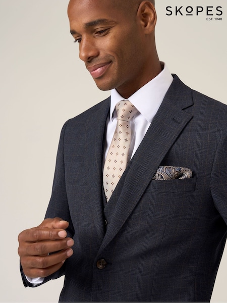 Skopes Blue Elijah Tailored Fit Check Suit Jacket (W18351) | £115