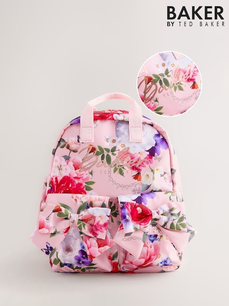 Pink - Baker By Ted Baker Back To School Childrens Floral Bow Backpack