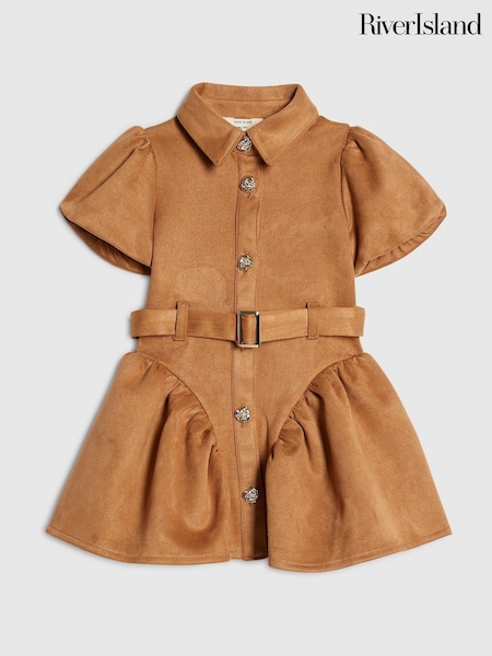 River Island Brown Suedette Prom Dress (W18539) | £29