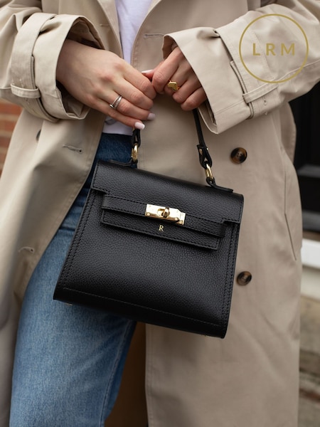 LRM Goods The Polly Leather Top Handle Black Bag (W18562) | £115