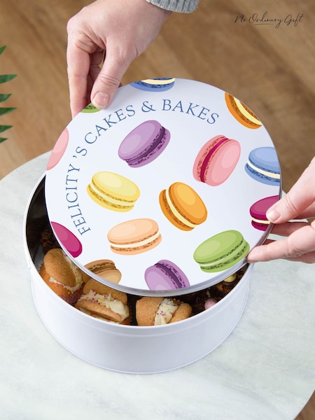 Colourful Macarons Personalised Cake Tin by No Ordinary Gift (W18611) | £35