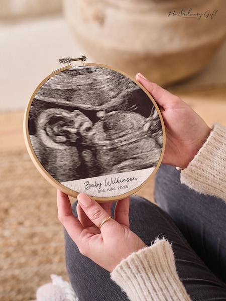 Personalised Baby Scan Photo and Caption Hoop by No Ordinary Gift (W18613) | £25