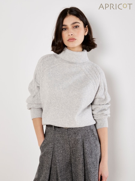 Apricot Grey Melange Roll Neck Jumper (W18614) | £40