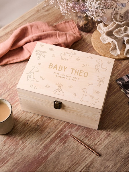 Dinosaur Wooden Memory Keepsake Box by No Ordinary Gift (W18616) | £42