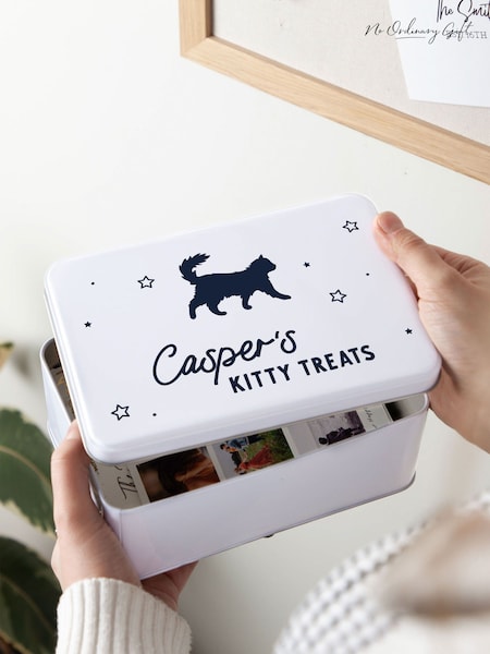 Personalised Cat Silhouette Treats Storage Tin by No Ordinary Gift (W18625) | £30