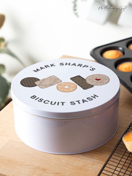 Biscuit Stash Personalised Cake Tin by No Ordinary Gift (W18629) | £35