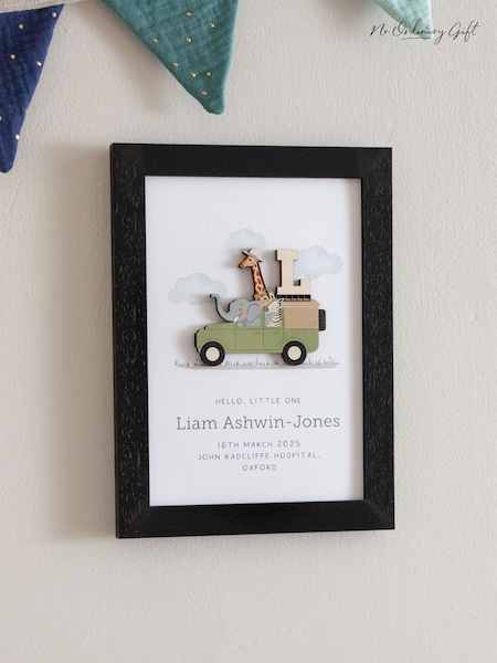 New Baby Safari Truck Initial Print by No Ordinary Gift (W18647) | £35