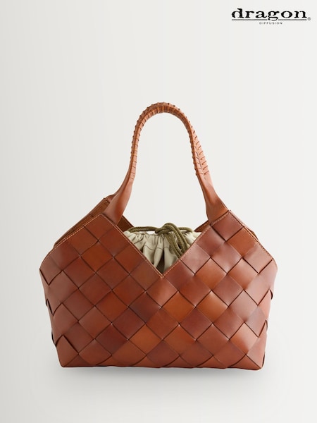 Tan Brown - Dragon Diffusion Castello Woven Tote