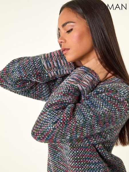 Roman Blue Petite Contrast Knitted Jumper (W18886) | £45