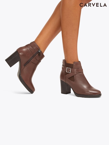 Carvela Brown Silver 2 Ankle Wide Fit Boots (W18920) | £169